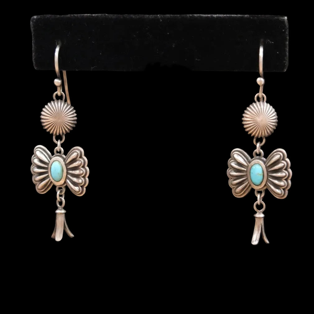 Peyote Bird Dennis Hogan Butterfly Blossom Earrings - Sterling Silver and Turquoise