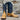 View of Horse Power 13" boot with blue glove top, antique saddle ostrich vamp, square toe, and pull straps