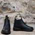 Youth Blundstone Slip On Chelsea boot in black leather with elastic side panels and pull tabs