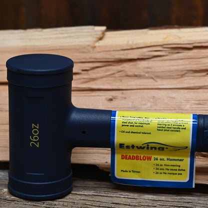 Estwing 26 oz deadblow hammer with steel shot core and polyurethane casing
