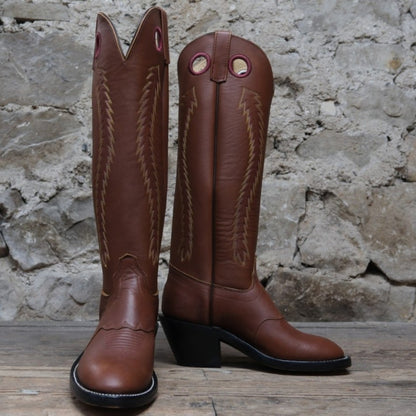 Olathe 18-Inch Cavalry Polo boots in rich brown leather with tall tops.