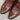 View of Lucchese ladies 12″ whiskey leather boot with butterfly inlay and sharp rounded toe