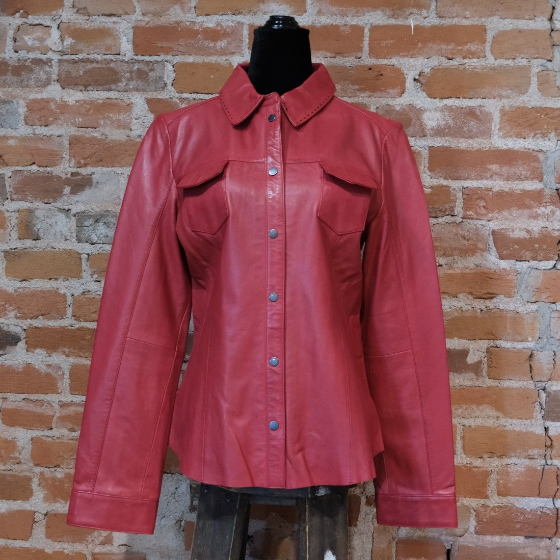 Scully Leather Red Lamb Shirt Style Jacket