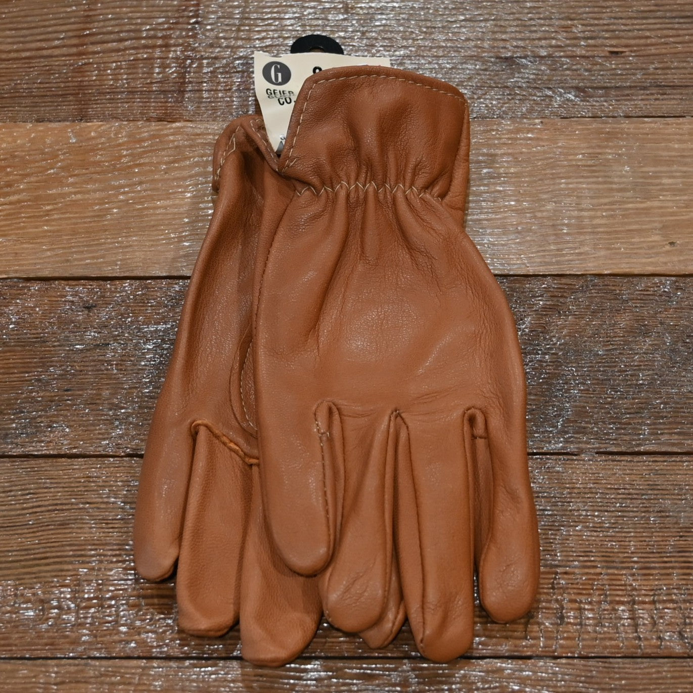 Geier Gloves saddle brown goatskin roper glove with reinforced palm and elastic back