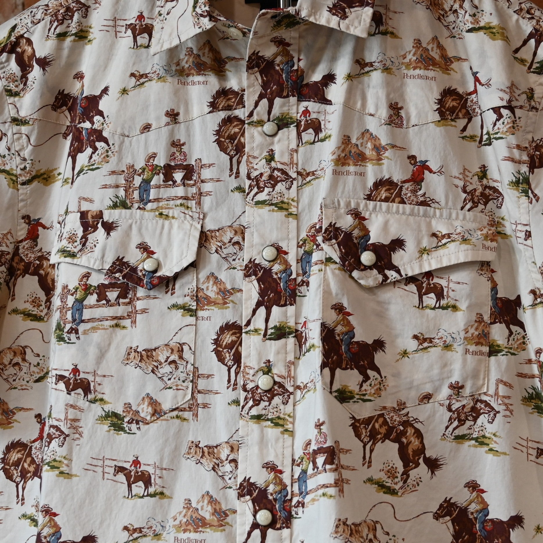 トップス 40s PENDLETON Pendleton – Men's Laramie Snap-Front Shirt (Ecru Wild Horses