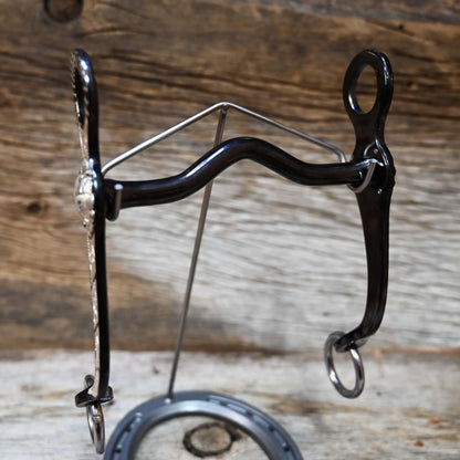 JT Silversmiths Arizona Style Silver Inlay Bit in Black with Lower Polo Mouthpeice