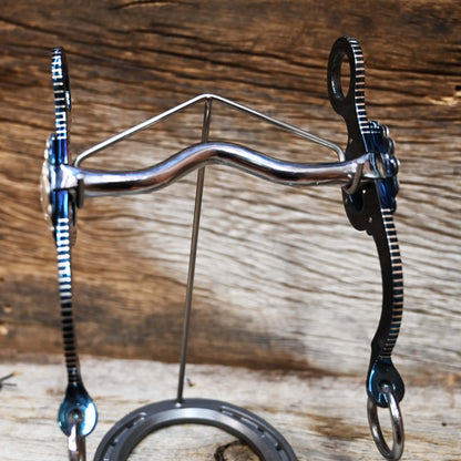 JT Silversmiths Argentine Snaffle Leaves and Concho with  Berry Edge Silver Inlay-Blue